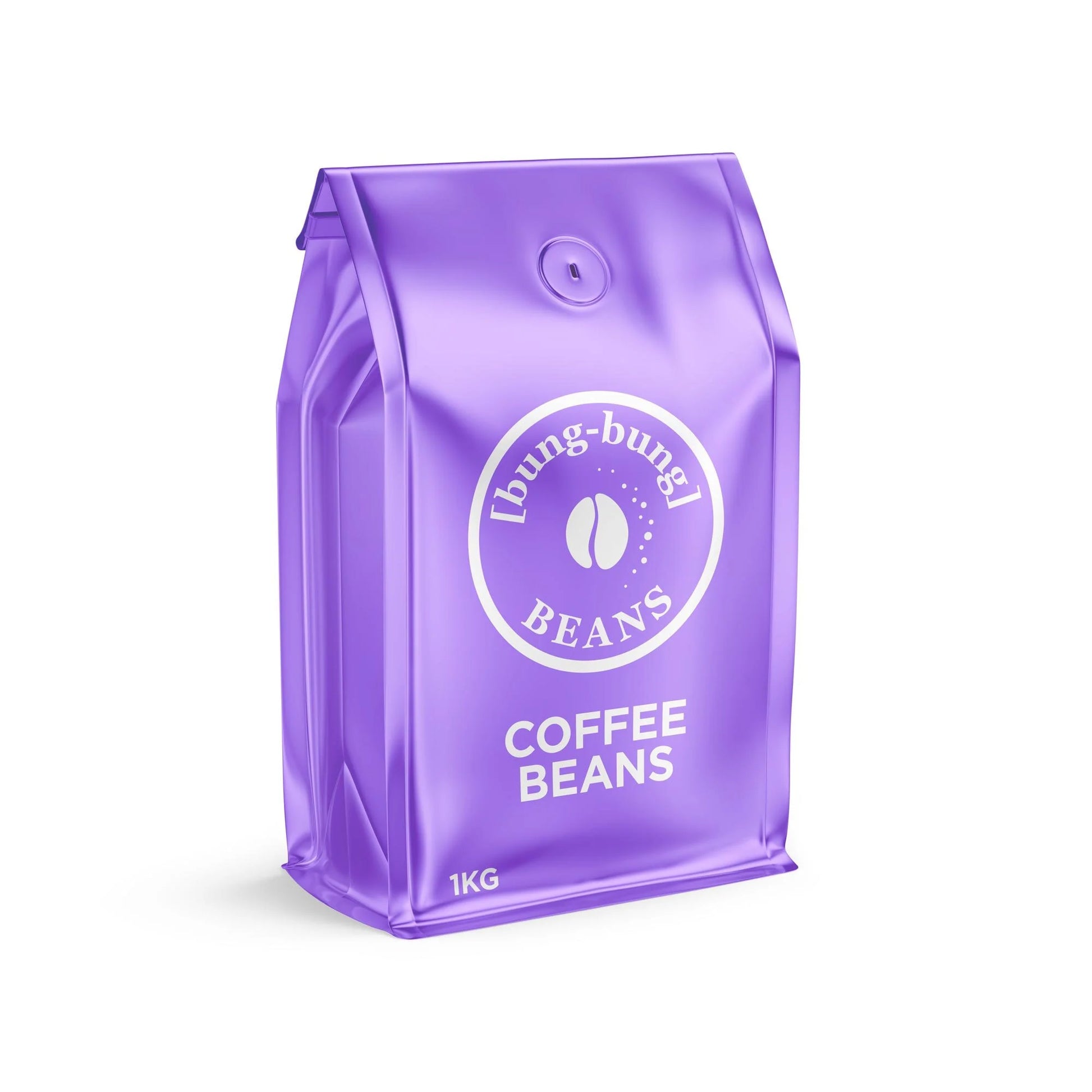 Fresh roasted Bung Bung coffee beans in bag - front of bag